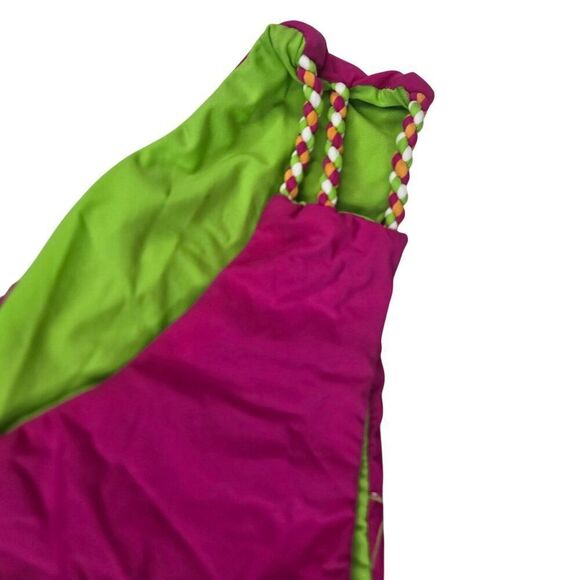 Reversible Bikini Bottom Becca Swimwear Womens Small Pink Green Neon New - Picture 2 of 5
